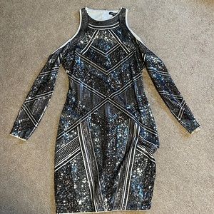 Express sequin dress cold shoulders brand new size small